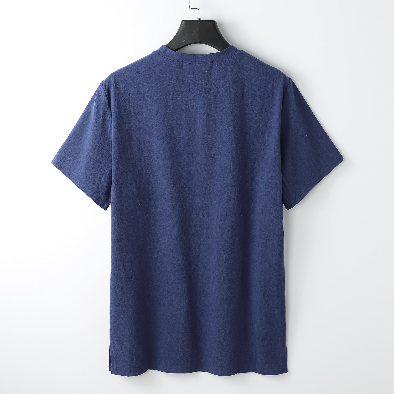 Men'S Vintage Button Casual Linen Blend Large Size Short Sleeve T-Shir