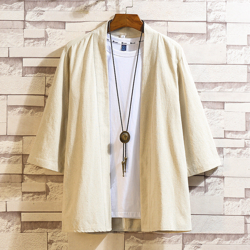 Men'S Vintage Cotton And Linen Casual Japanese Kimono