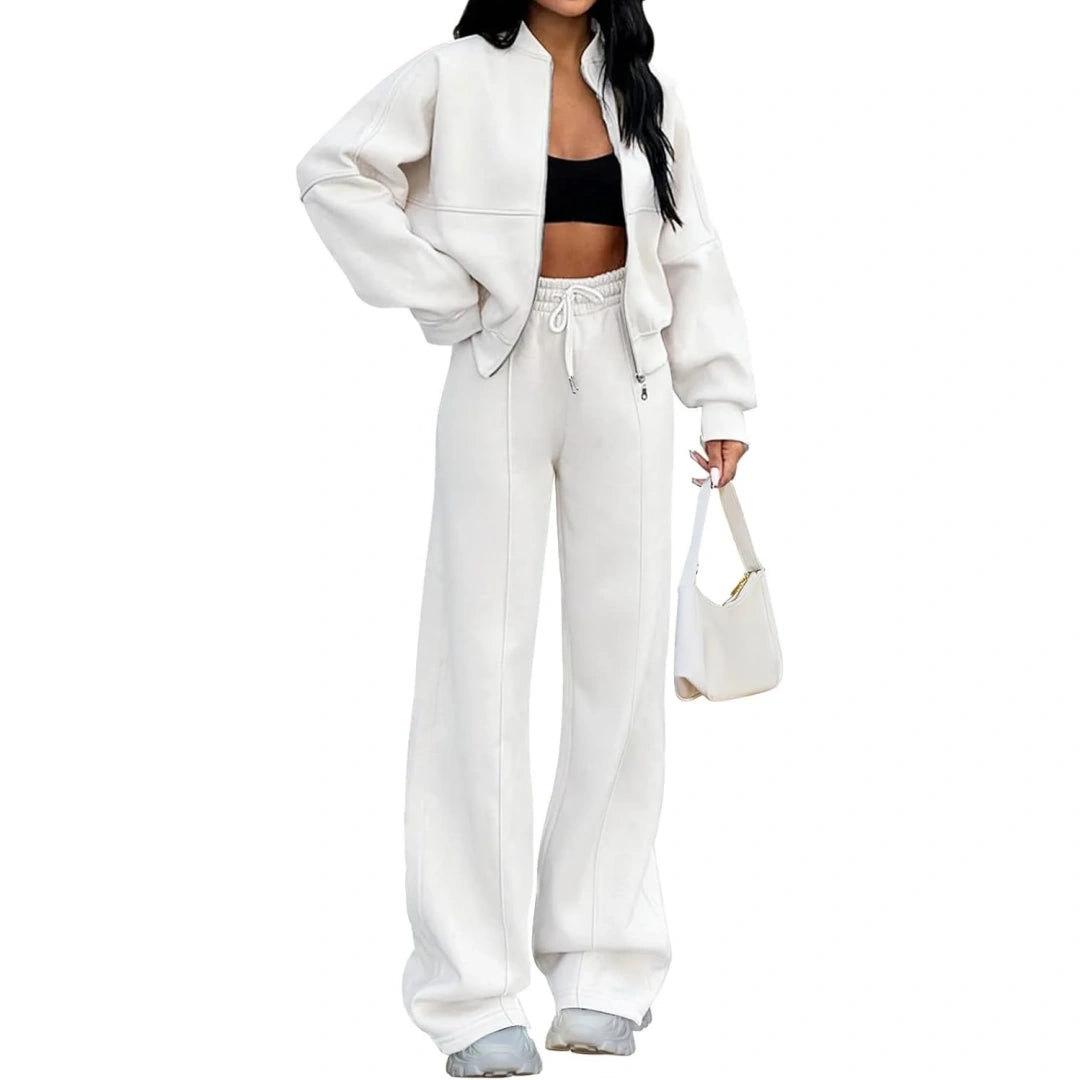Fall Sale🔥Women's Fall 2 Piece Sweatsuits Set Long Sleeve Zip Up Sweatshirt Wide Leg Sweatpants Lounge Sets