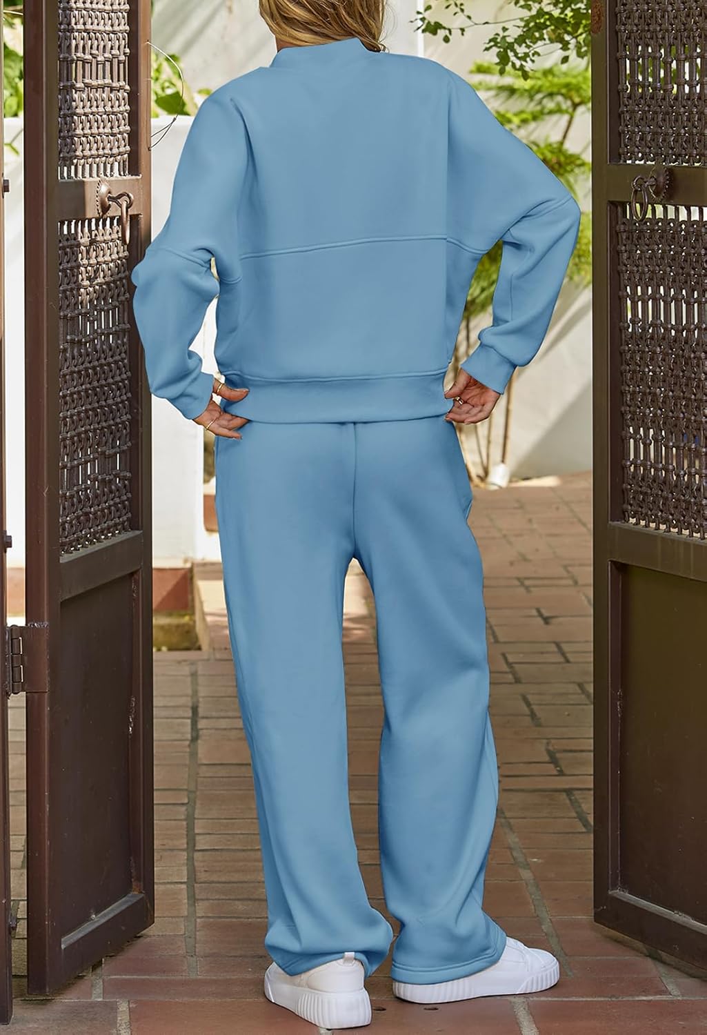Fall Sale🔥Women's Fall 2 Piece Sweatsuits Set Long Sleeve Zip Up Sweatshirt Wide Leg Sweatpants Lounge Sets