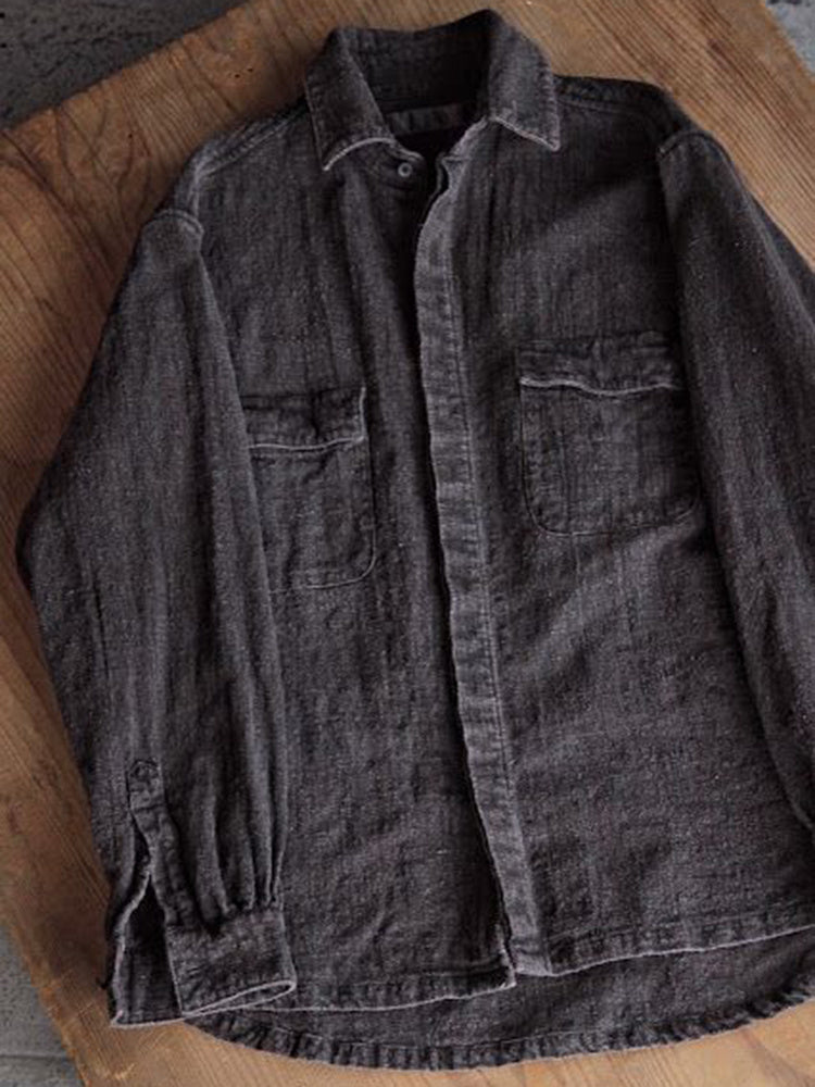 Men's Vintage Pocket Button Cotton Linen Classics Shirt