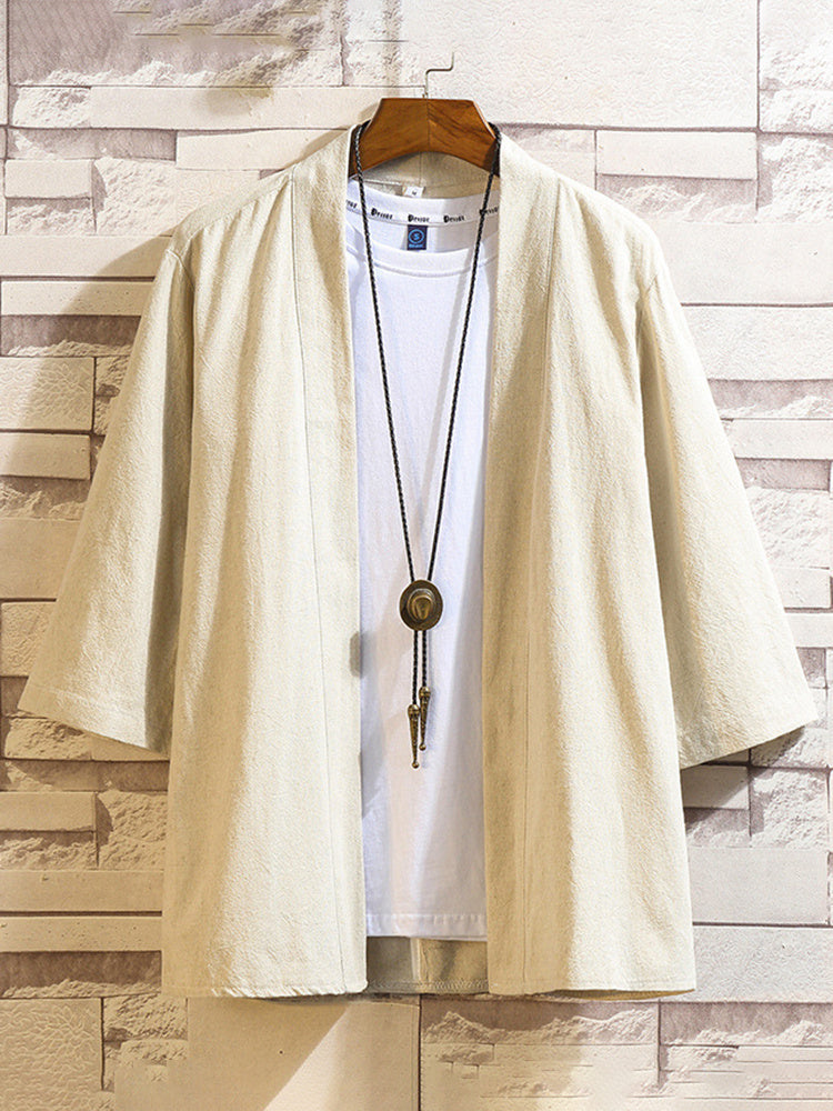 Men'S Vintage Cotton And Linen Casual Japanese Kimono