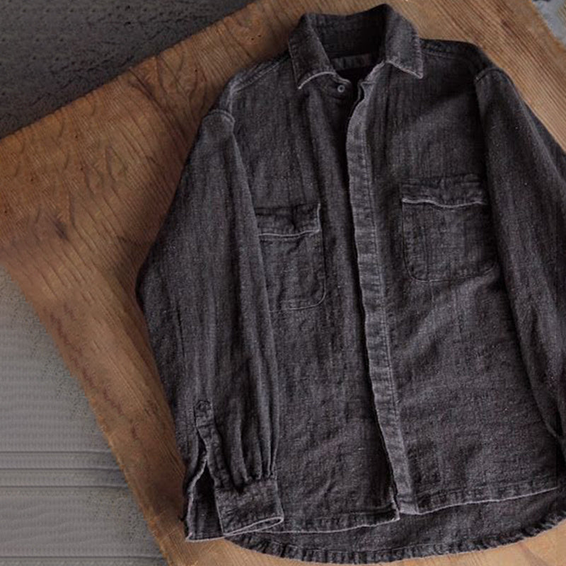Men's Vintage Pocket Button Cotton Linen Classics Shirt